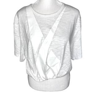 KITH White Graphic Cropped Roll Hem Crewneck‎ T-Shirt Medium